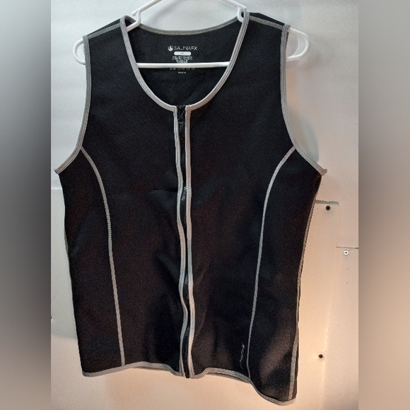 SaunaFX Men’s Slimming XXL Black Gray Neoprene Sauna Vest Zippered Tank Top Slim - Picture 11 of 13